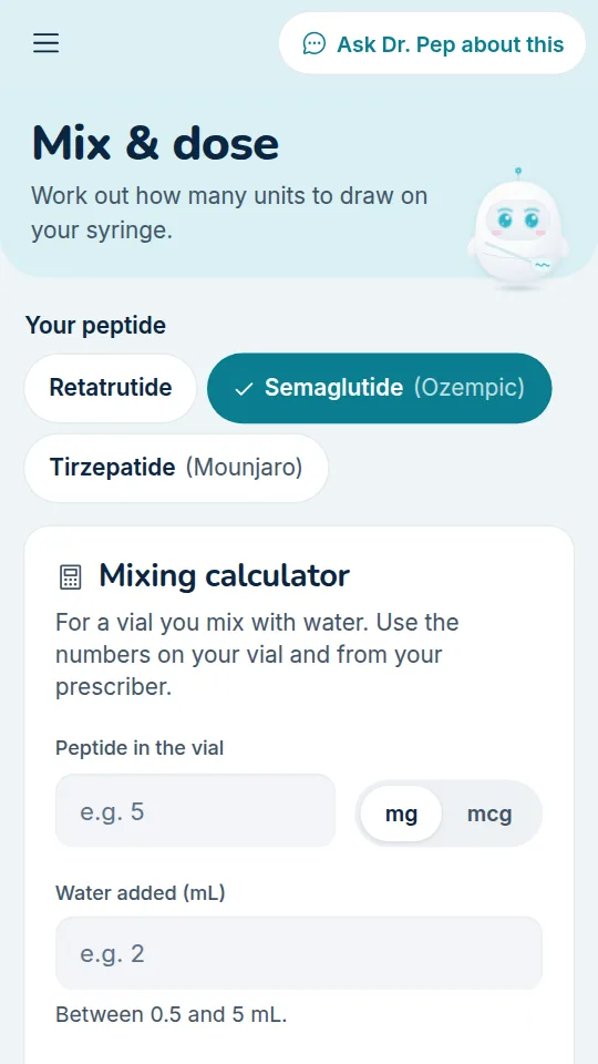 Dr. Pep app: Mix & dose