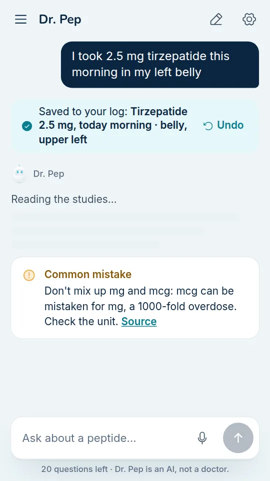Dr. Pep app: Saved as you chat